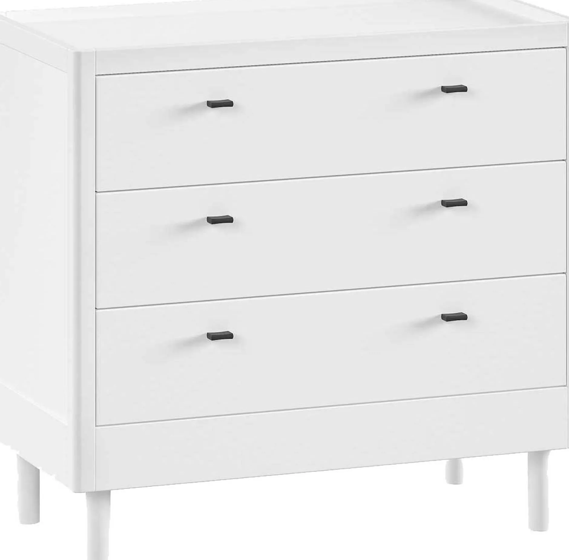 Kommode mit Windelregal Forrest - 3 Schubladen - Massivholz Buche - weiß