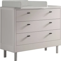 Kommode mit Windelregal Forrest - 3 Schubladen - Massivholz Buche - weiß