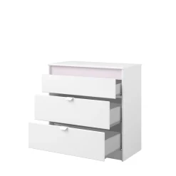 Kommode Rue 78 cm mit 3 Schubladen - weiß/grau oder weiß/rosa