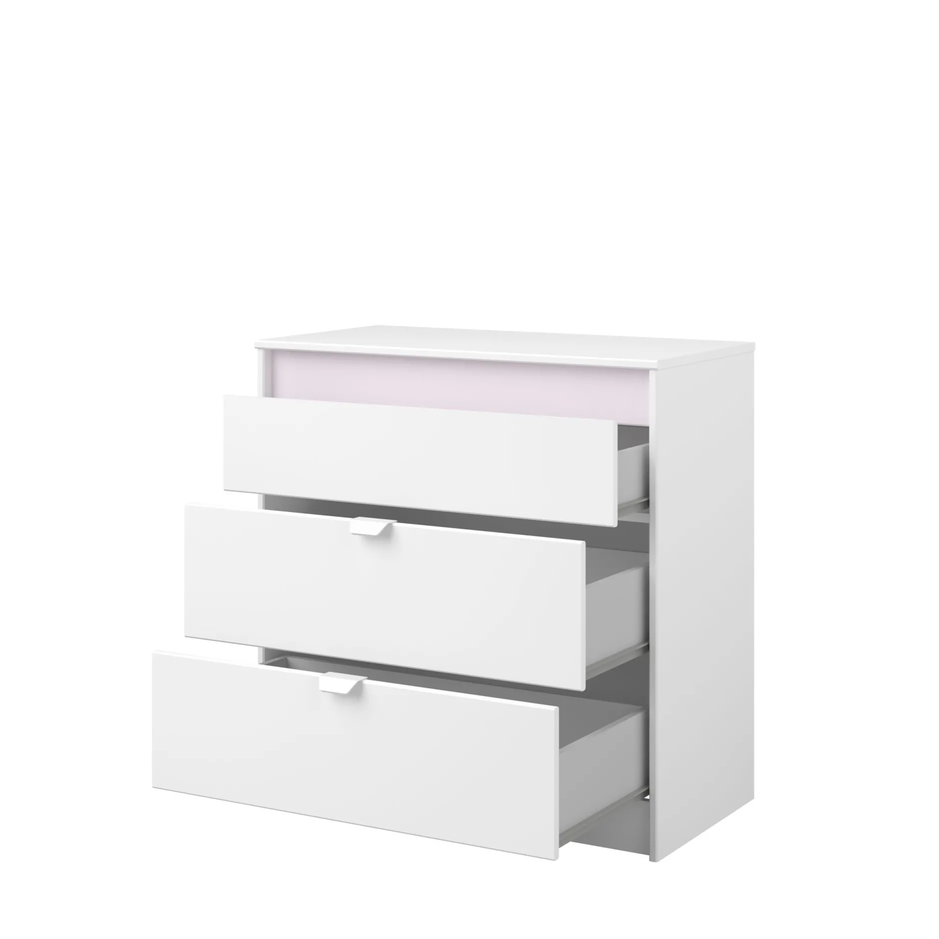 Kommode Rue 78 cm mit 3 Schubladen - weiß/grau oder weiß/rosa