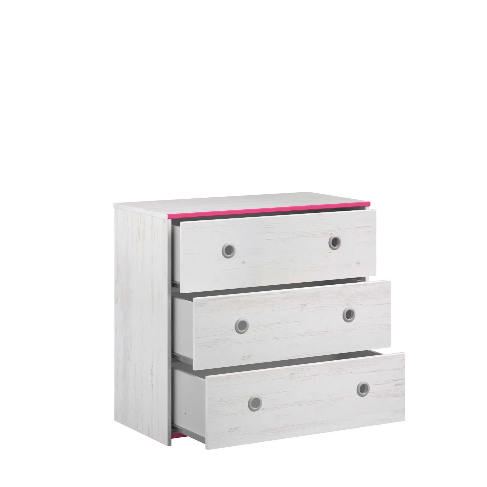 Kommode Smoozy 79cm mit 3 Schubladen - weiß/rosa oder weiß/blau