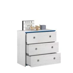 Kommode Smoozy 79cm mit 3 Schubladen - weiß/rosa oder weiß/blau