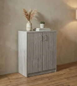 Kommode Spacio 84cm 2 Türen - Eiche grau