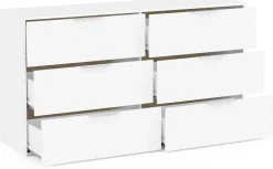 Kommode Spectre - 151x41x81cm - 6 Schubladen - weiß