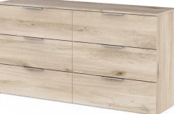 Kommode Spectre - 151x41x81cm - 6 Schubladen - Eiche Dekor