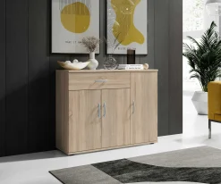 Kommode Viviane 90cm mit 3 Türen und 1 Schublade - Eiche