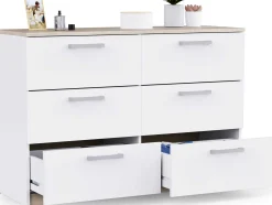 Kommode Watson - 119x41x81cm - 6 Schubladen - weiß