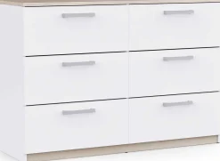 Kommode Watson - 119x41x81cm - 6 Schubladen - weiß