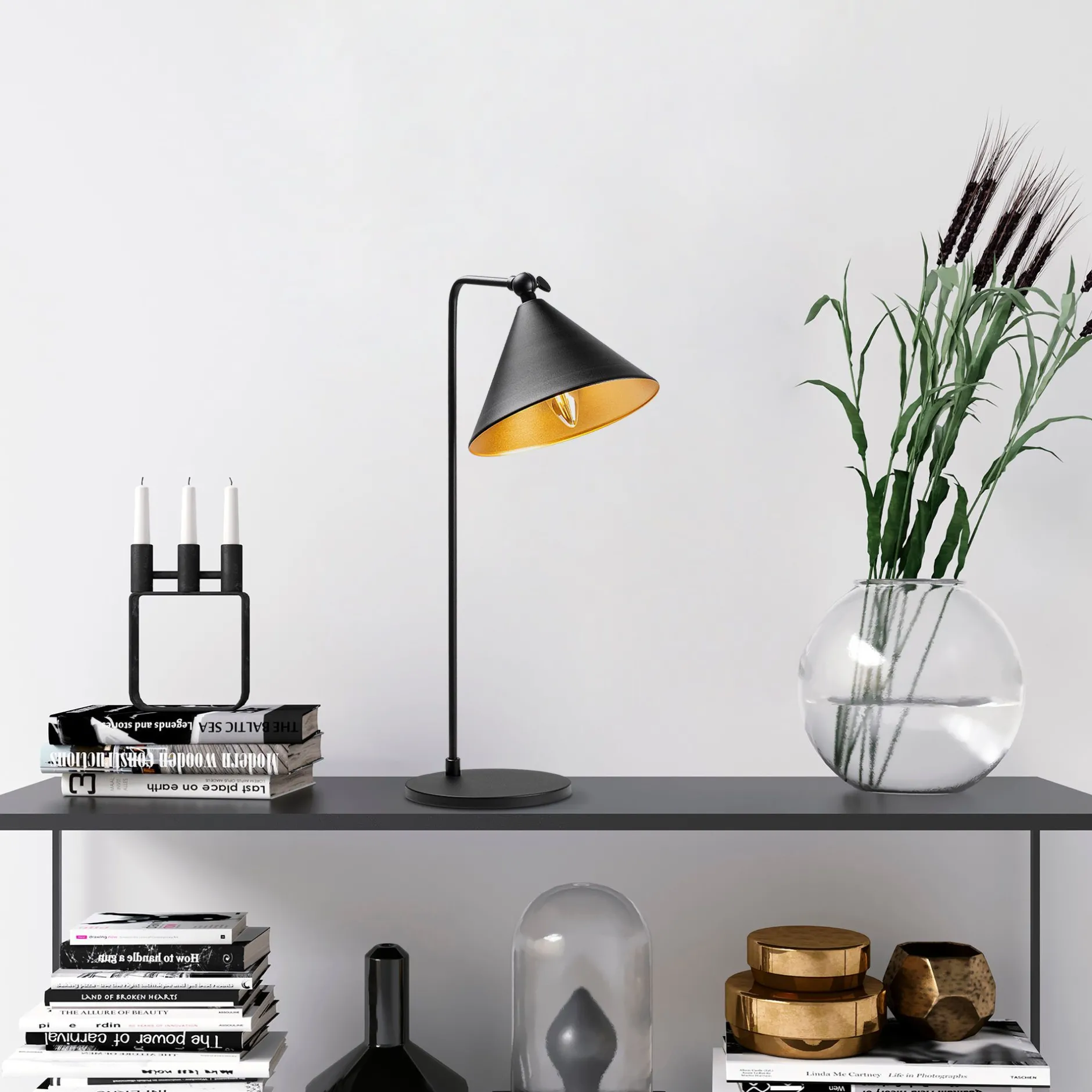 Konika Tischlampe | METALLGEHÄUSE | Schwarz, Antik