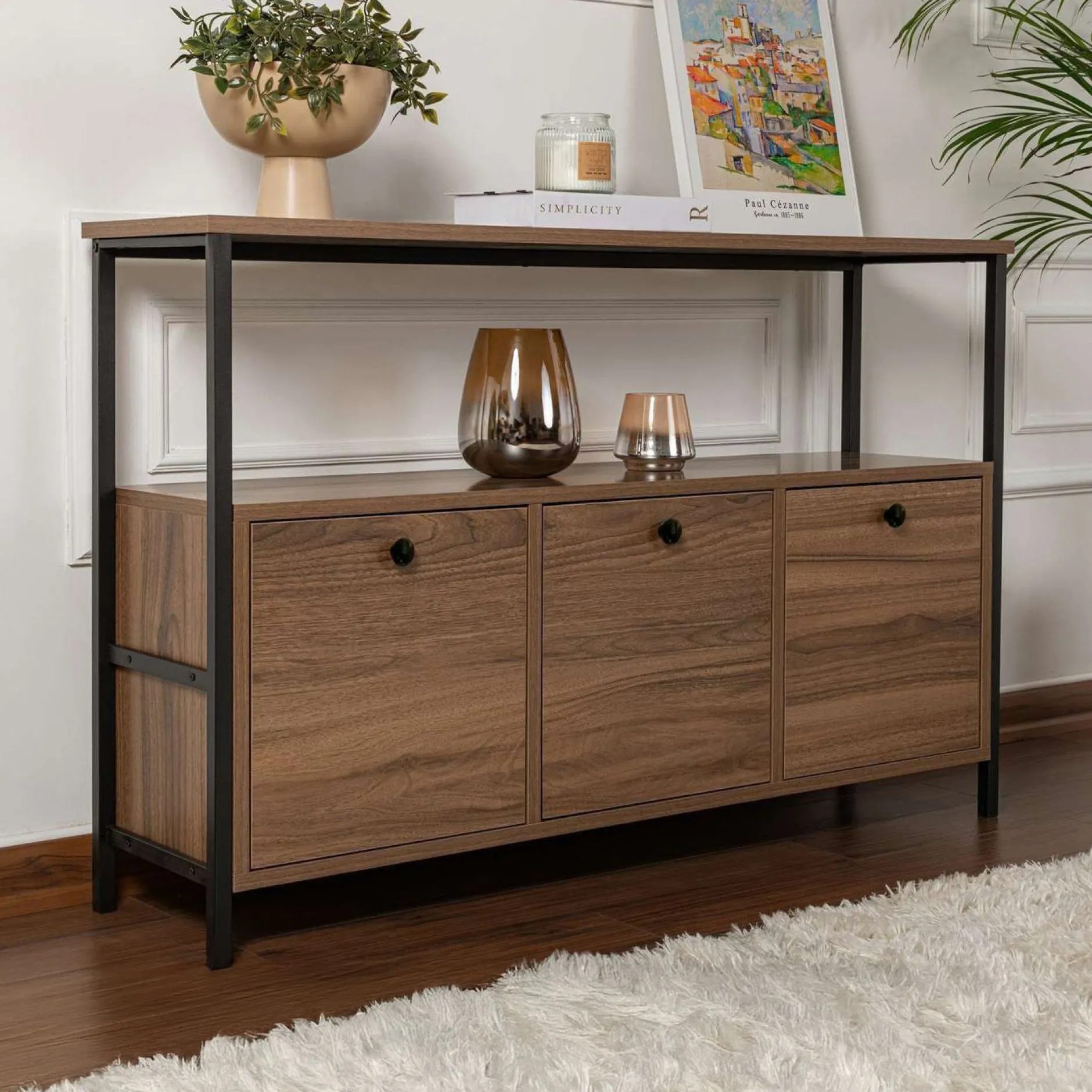 Konsole Solace - 100% MELAMINE - Walnuss - 77 x 30 x 120 cm