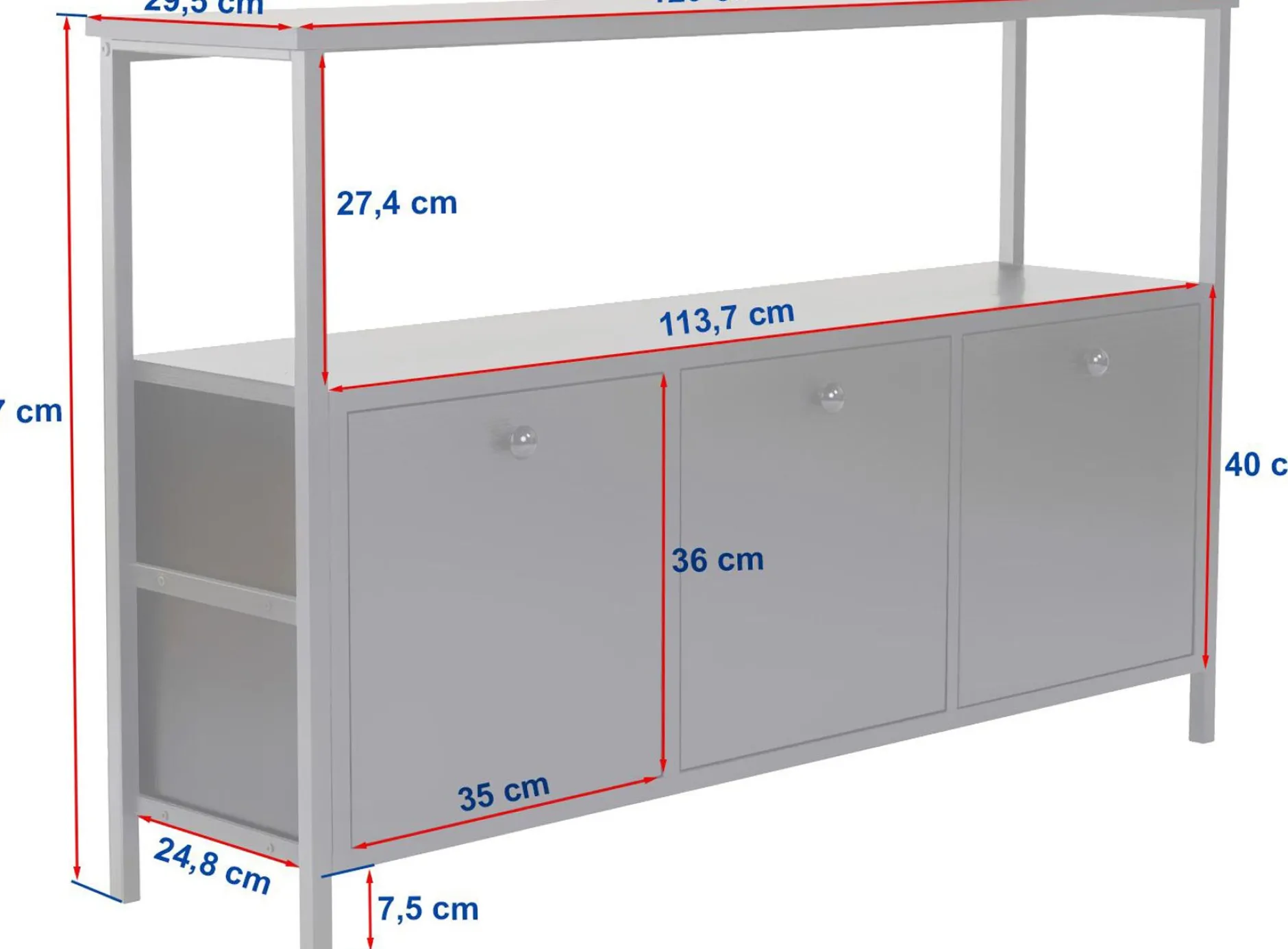 Konsole Solace - 100% MELAMINE - Walnuss - 77 x 30 x 120 cm