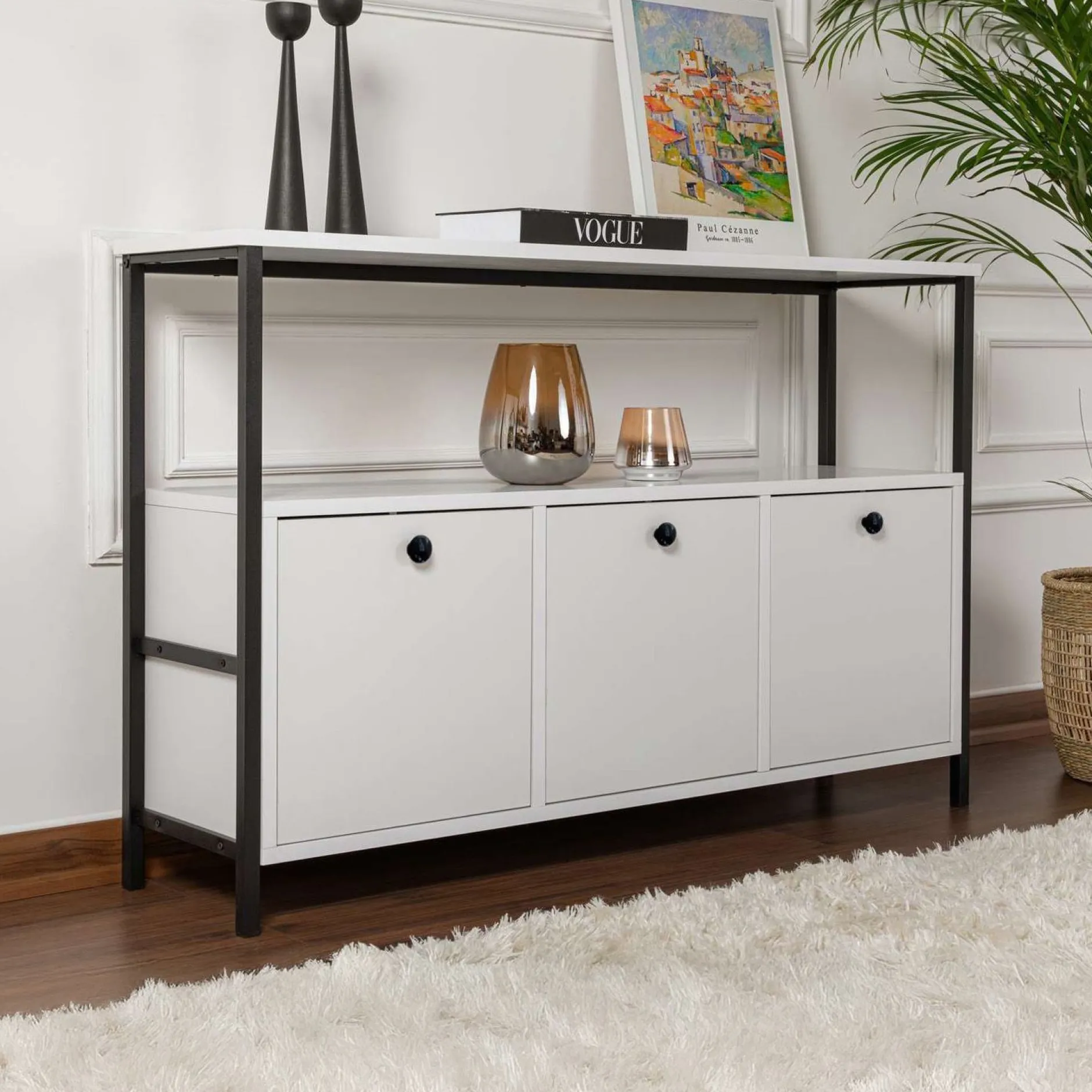 Konsole Solace - 100% MELAMINE - Weiß - 77 x 30 x 120 cm