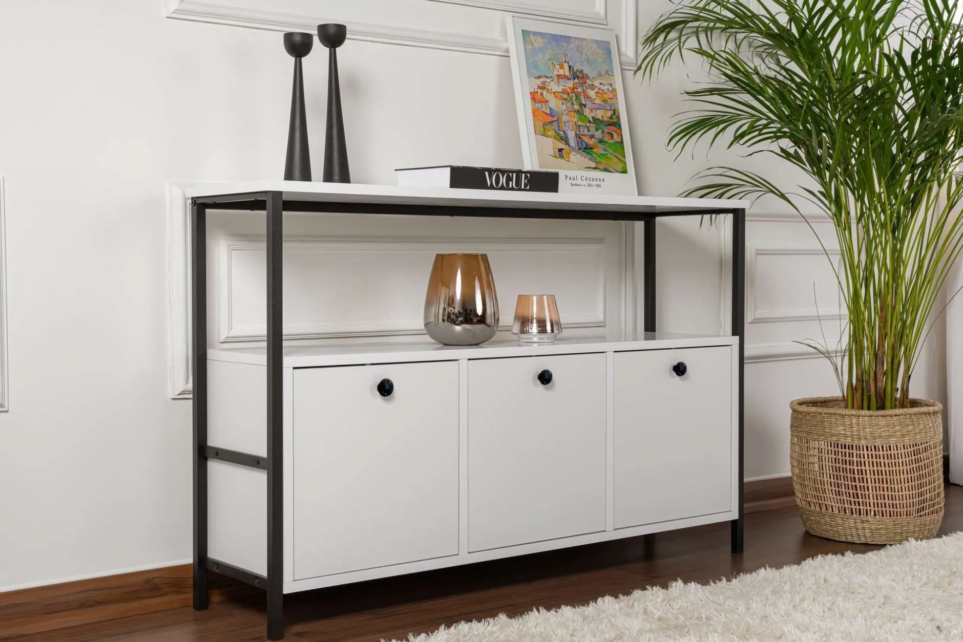 Konsole Solace - 100% MELAMINE - Weiß - 77 x 30 x 120 cm