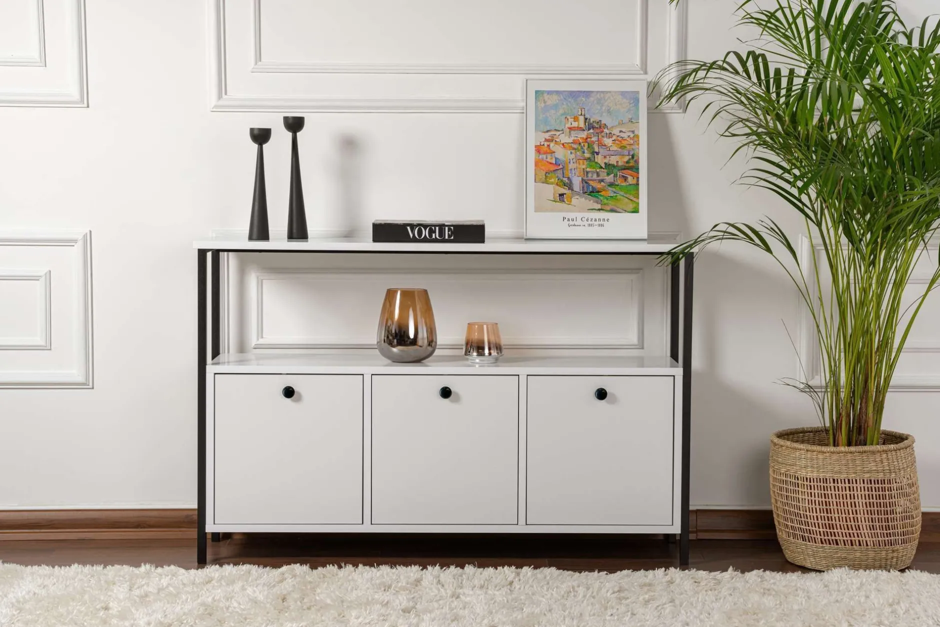 Konsole Solace - 100% MELAMINE - Weiß - 77 x 30 x 120 cm