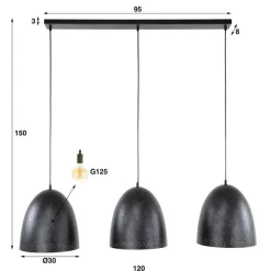 Kos Hängelampe 3 Lampenschirme-Charcoal
