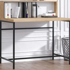 Kreative Home Office Schreibtisch mit Regalen | Eiche Schwarz