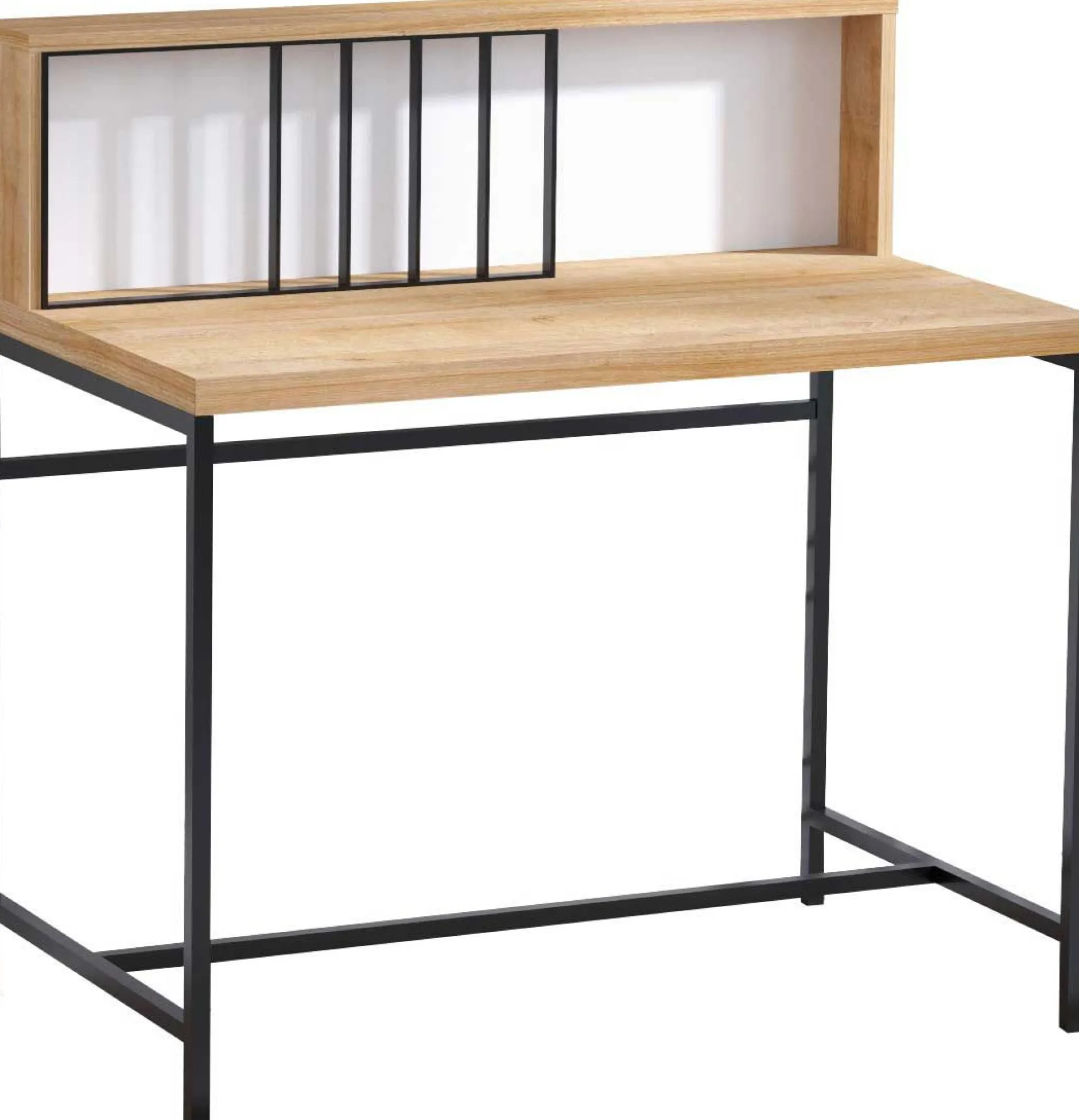Kreative Home Office Schreibtisch mit Regalen | Eiche Schwarz