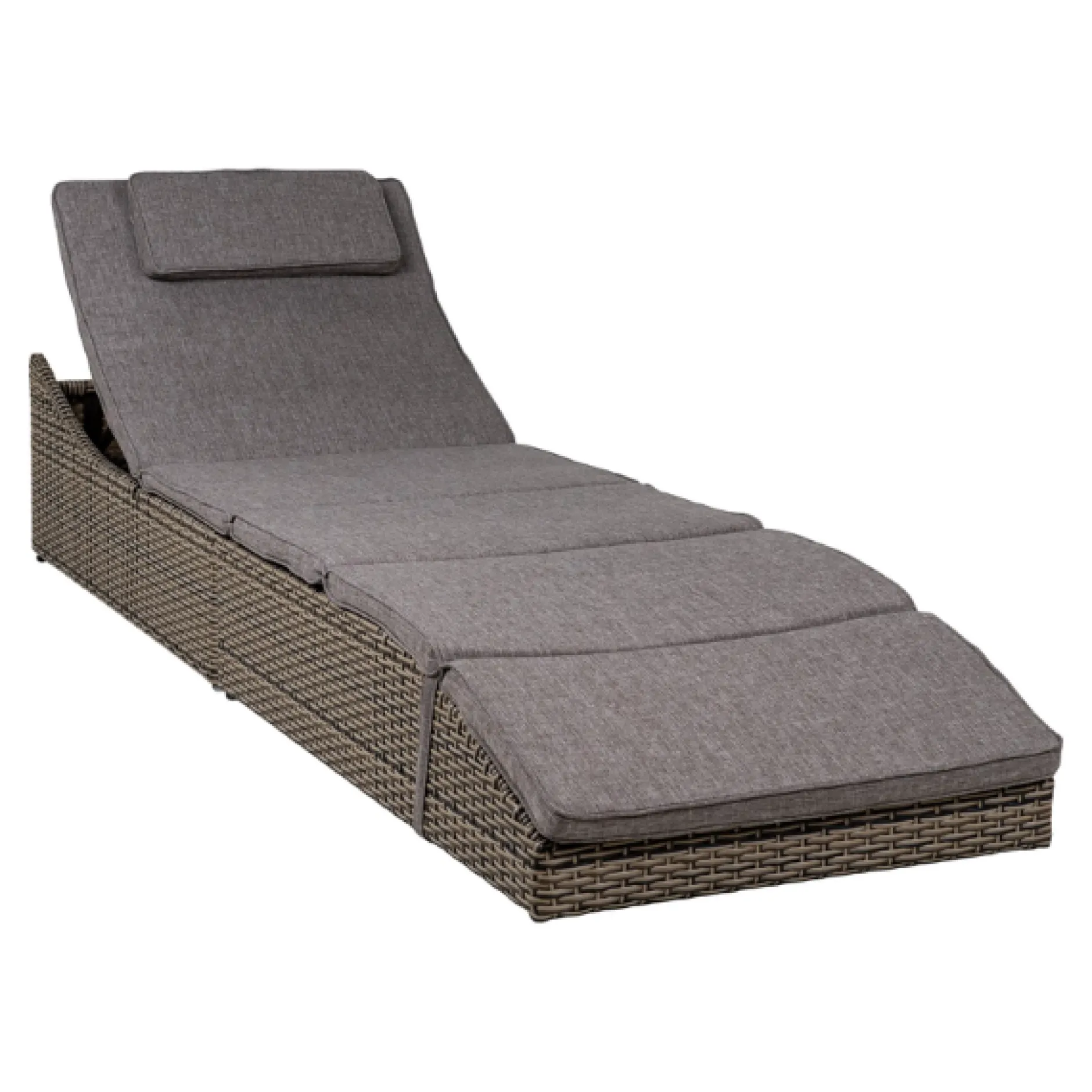 Kubu Split Sun Lounger Set - Schwarzes Poly Rattan, Stahlrahmen