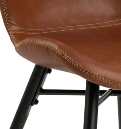Kunstlederstuhl Tilda mit schrägen Beinen - cognac/schwarz