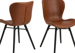 Kunstlederstuhl Tilda mit schrägen Beinen - cognac/schwarz