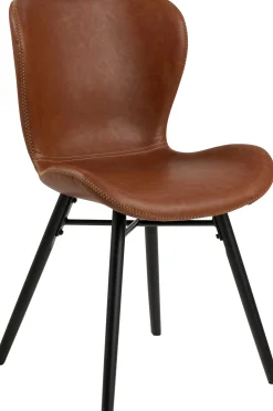 Kunstlederstuhl Tilda mit schrägen Beinen - cognac/schwarz