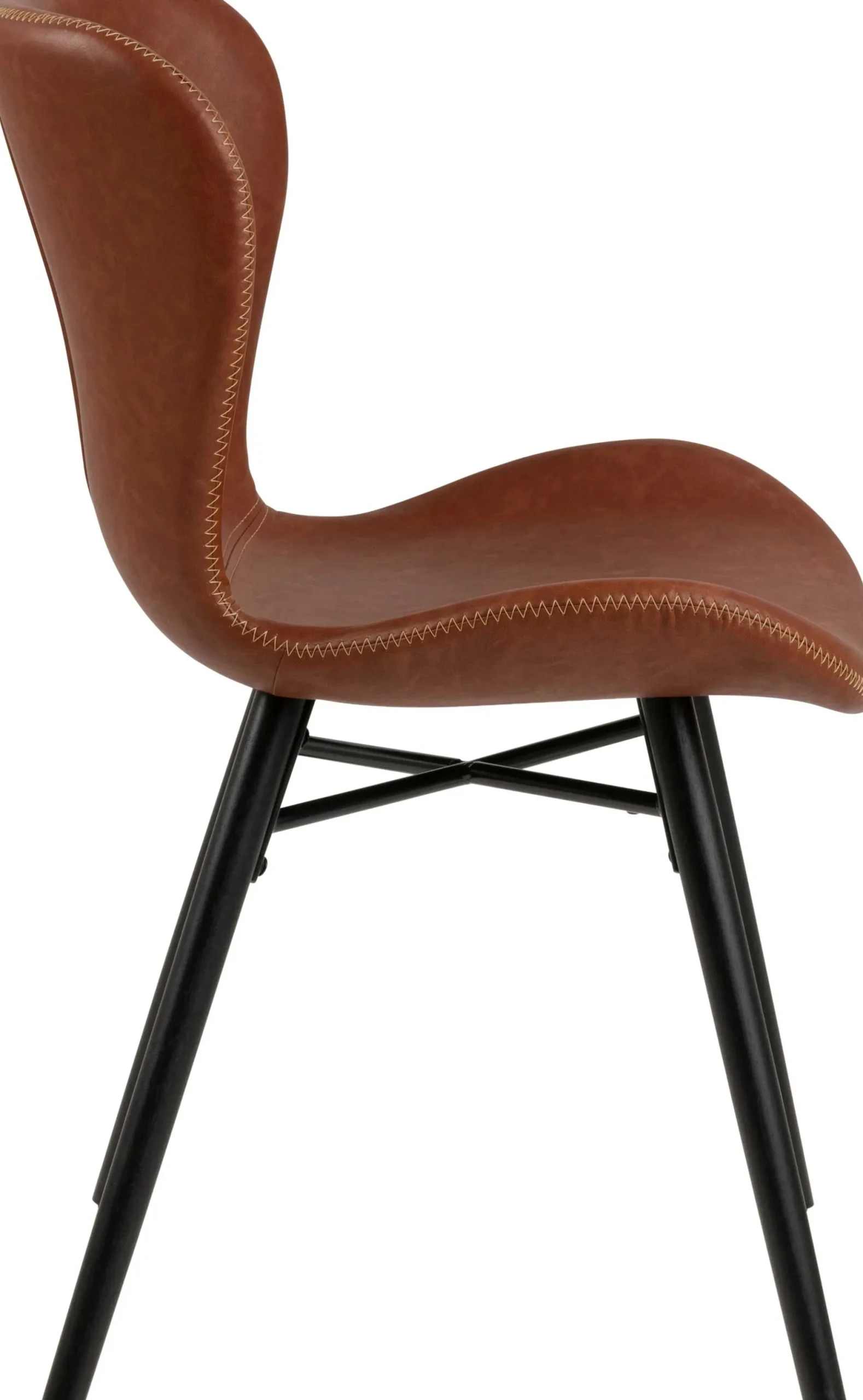 Kunstlederstuhl Tilda mit schrägen Beinen - cognac/schwarz