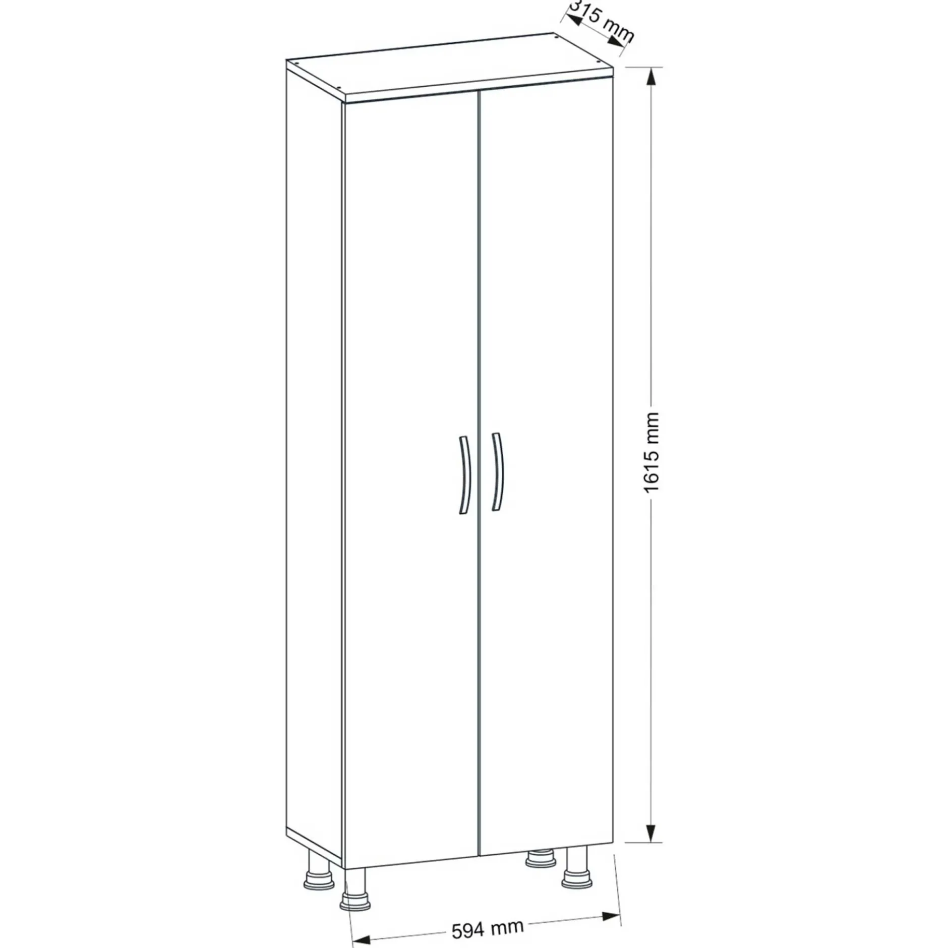 Lagerschrank Arizona - 59x31x161cm - 2 Türen - weiß