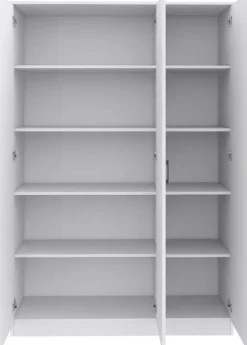 Lagerschrank Ray 120cm mit 3 Türen und 4 Einlegeböden - weiß