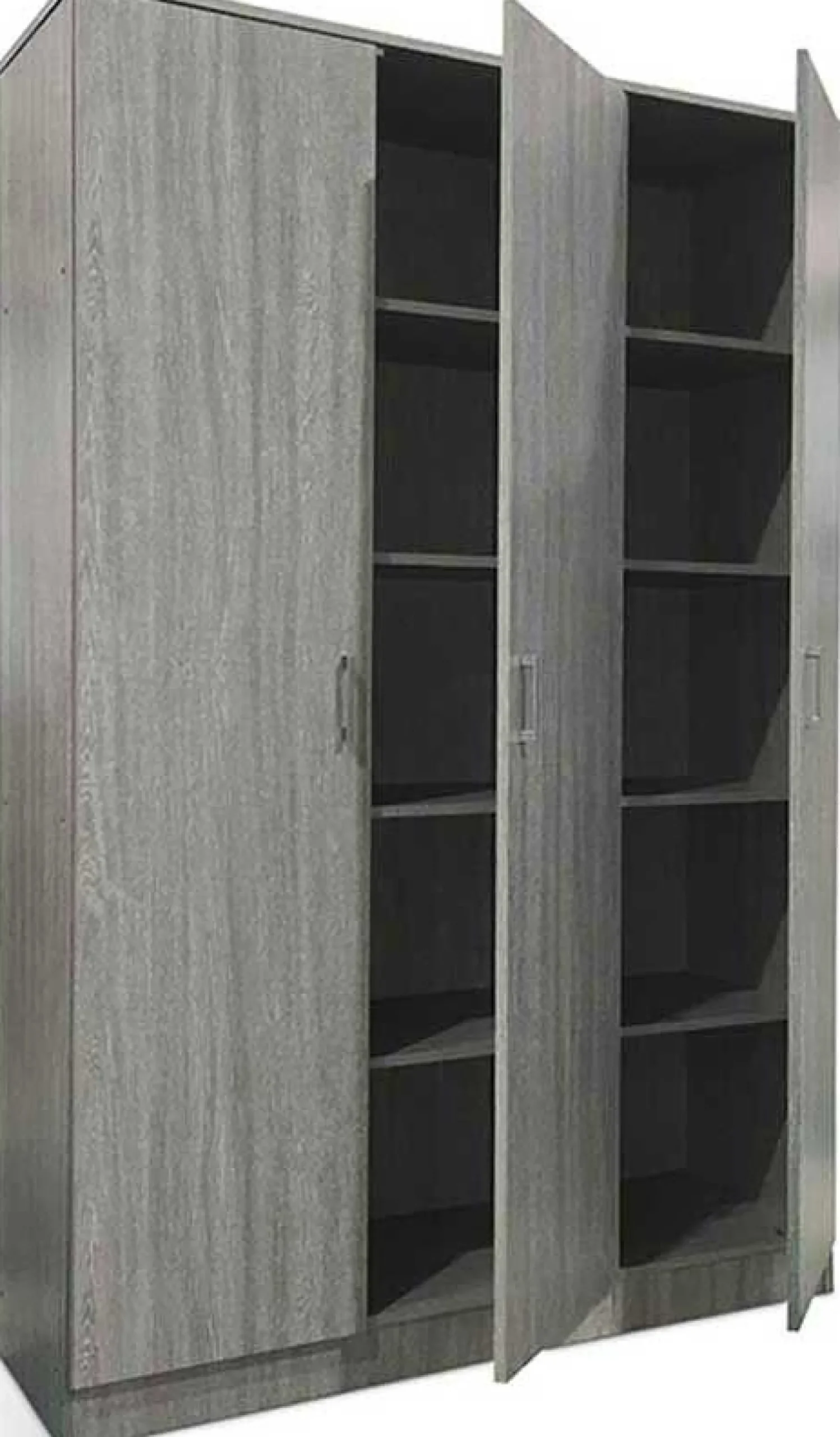 Lagerschrank Ray 120cm mit 3 Türen und 4 Einlegeböden - Eiche grau