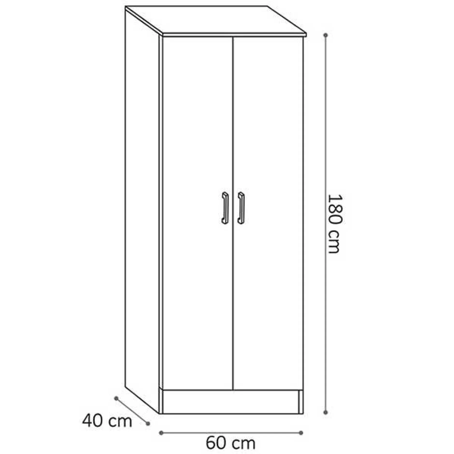 Lagerschrank Ray 60cm mit 2 Türen und 4 Einlegeböden - Eiche grau