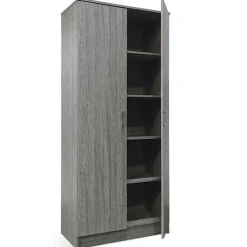 Lagerschrank Ray 80cm mit 2 Türen und 4 Einlegeböden - Eiche grau