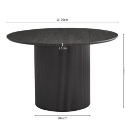 Lagos Runder Tisch: 120x120 cm Dunkelbraun, MDF-Struktur