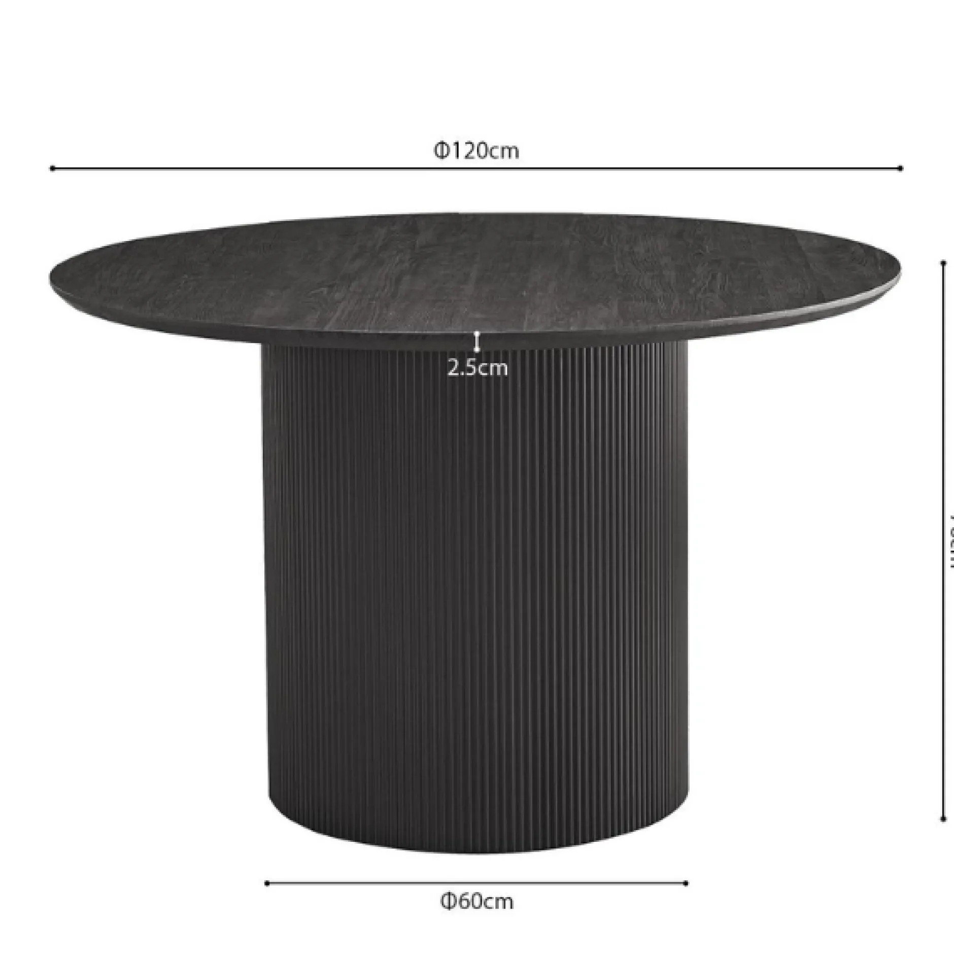Lagos Runder Tisch: 120x120 cm Dunkelbraun, MDF-Struktur