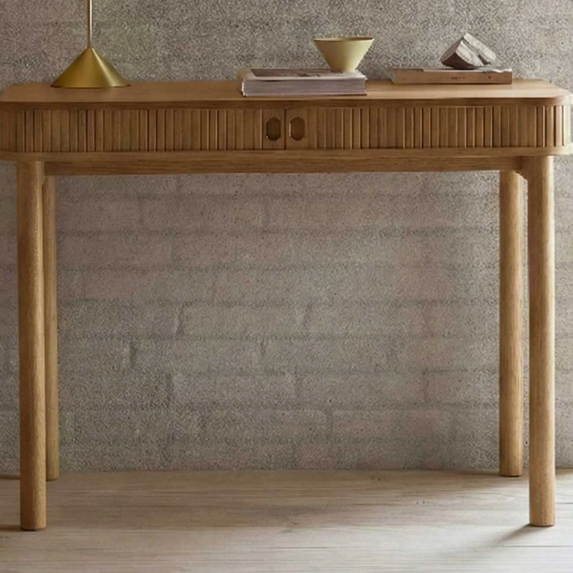 Langley Schreibtisch - 100x50x75 cm - mit Ablagefläche - Eichenfurnier