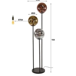 LarsStehleuchte -Gold, Kupfer und Chromglas