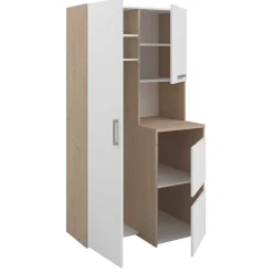Laundry Aufbewahrungsschrank - 92x66x184cm - 4 Türen - Eiche Dekor/Weiß