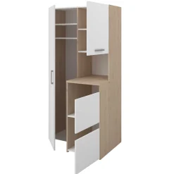 Laundry Aufbewahrungsschrank - 92x66x184cm - 4 Türen - Eiche Dekor/Weiß