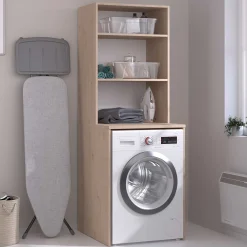 Laundry Waschmaschinenschrank - 65x60x184cm - mit 2 Einlegeböden - Eiche Dekor