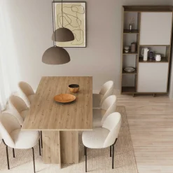 Leda Ausziehbarer Esstisch - 160/200x90x74cm - Eiche Dekor