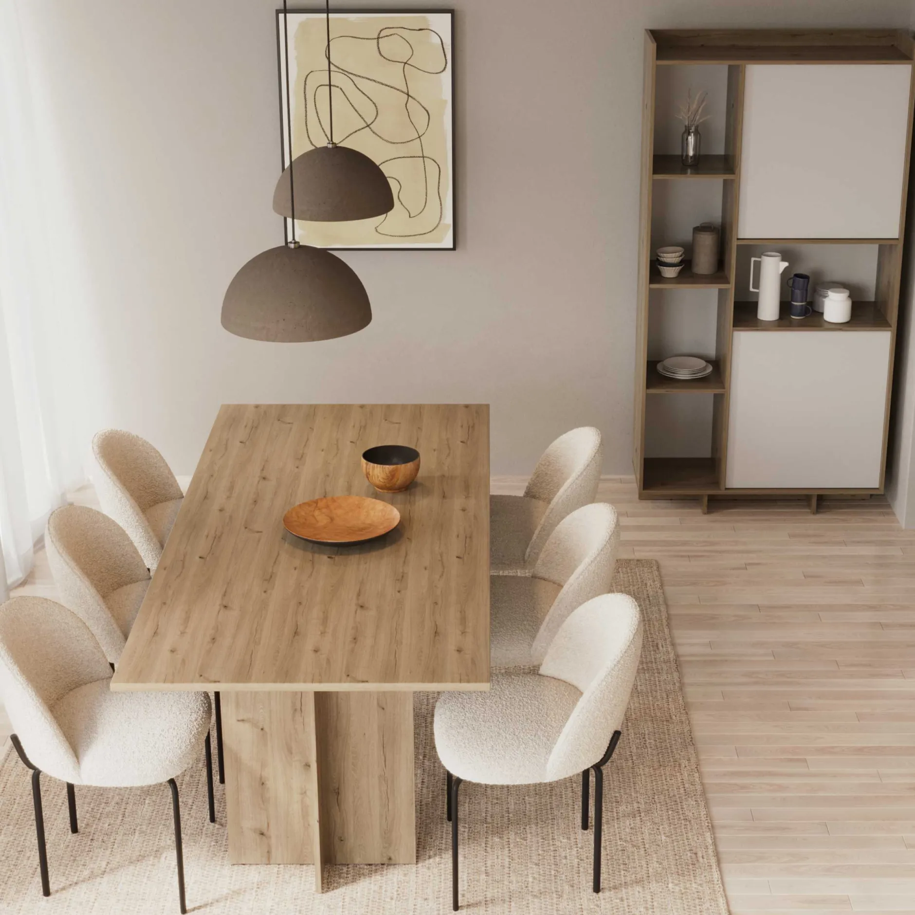 Leda Ausziehbarer Esstisch - 160/200x90x74cm - Eiche Dekor