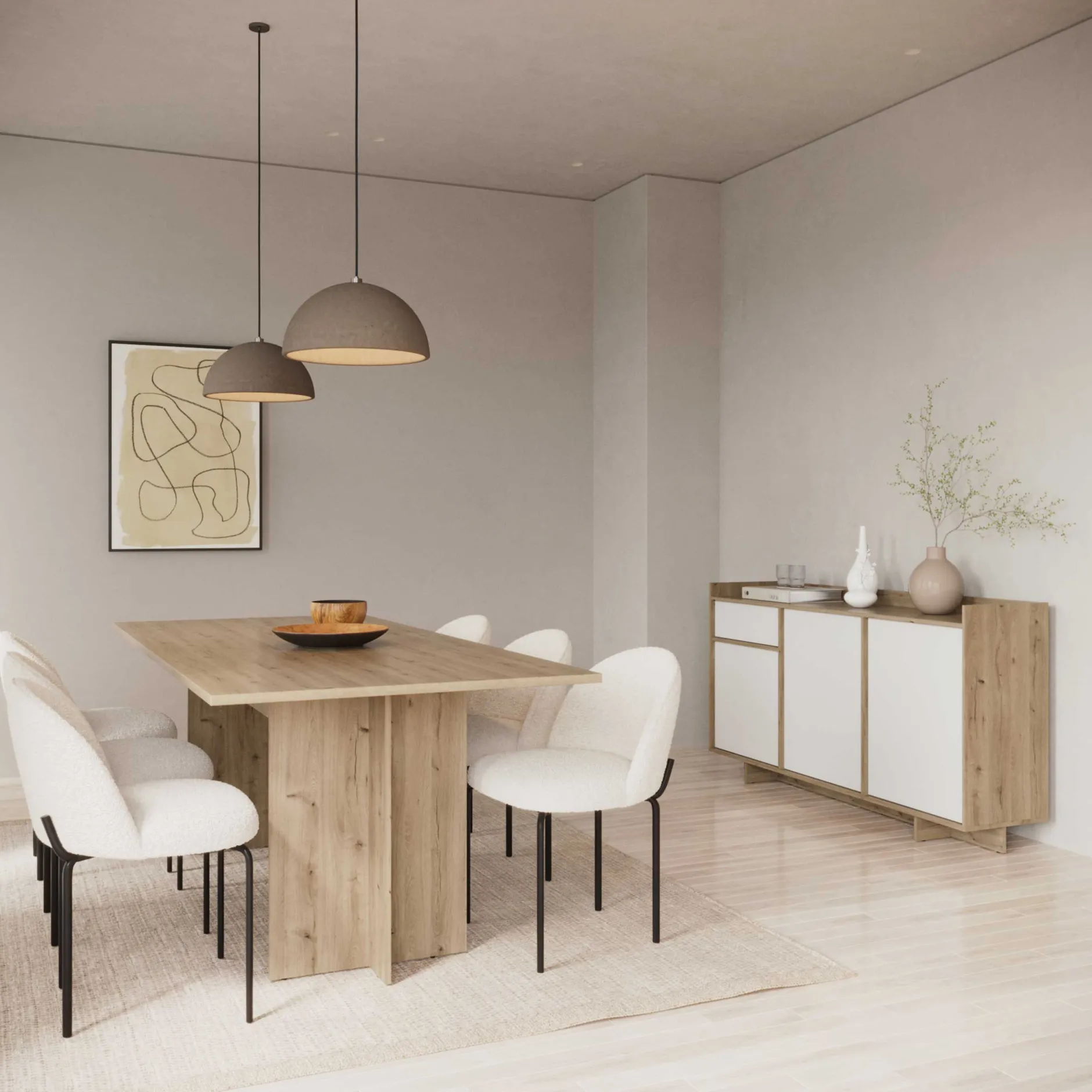 Leda Ausziehbarer Esstisch - 160/200x90x74cm - Eiche Dekor