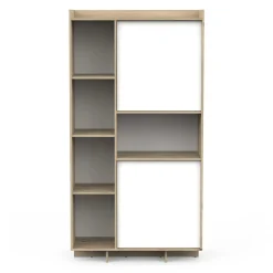 Leda Buffetschrank - 95x36x182cm - 2 Türen - weiß/Eiche Dekor