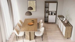 Leda Buffetschrank - 95x36x182cm - 2 Türen - weiß/Eiche Dekor