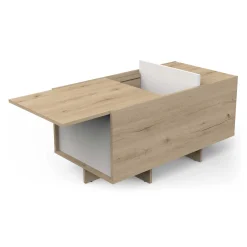 Leda Couchtisch - 48x91x50cm - mit Ablage - Eiche Dekor
