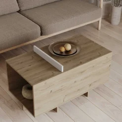 Leda Couchtisch - 48x91x50cm - mit Ablage - Eiche Dekor