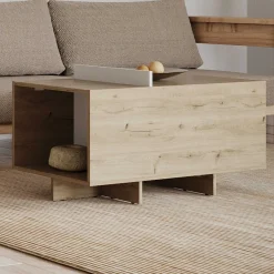 Leda Couchtisch - 48x91x50cm - mit Ablage - Eiche Dekor