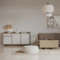 Leda Couchtisch - 48x91x50cm - mit Ablage - Eiche Dekor
