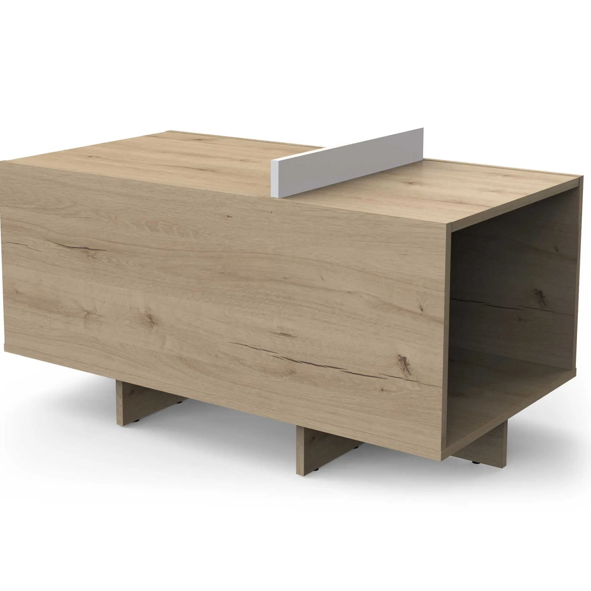 Leda Couchtisch - 48x91x50cm - mit Ablage - Eiche Dekor