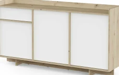 Leda Sideboard - 157x36x82cm - 3 Türen und 1 Schublade - weiß/Eiche Dekor