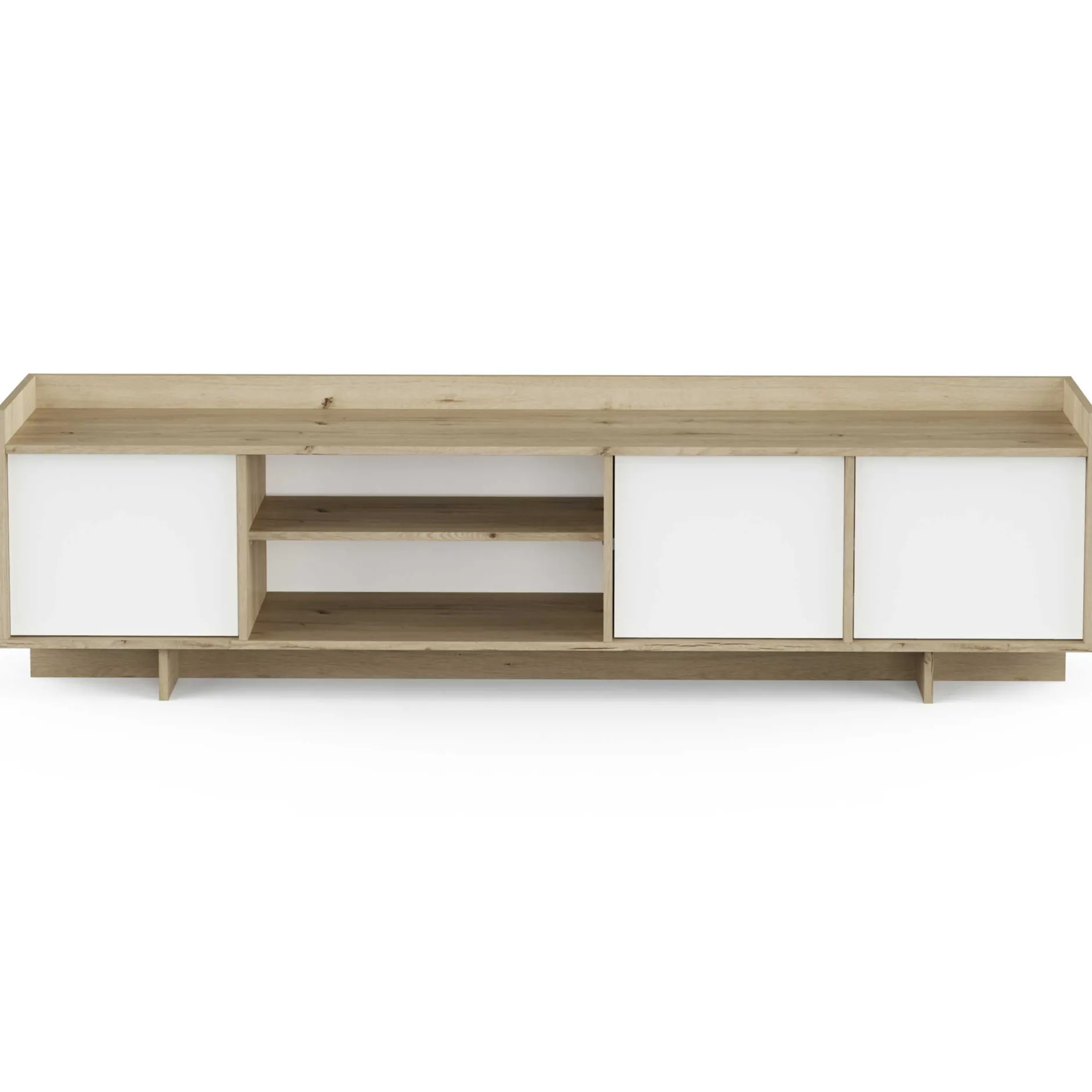 Leda TV-Schrank - 183x36x50cm - 3 Türen - weiß/Eiche Dekor